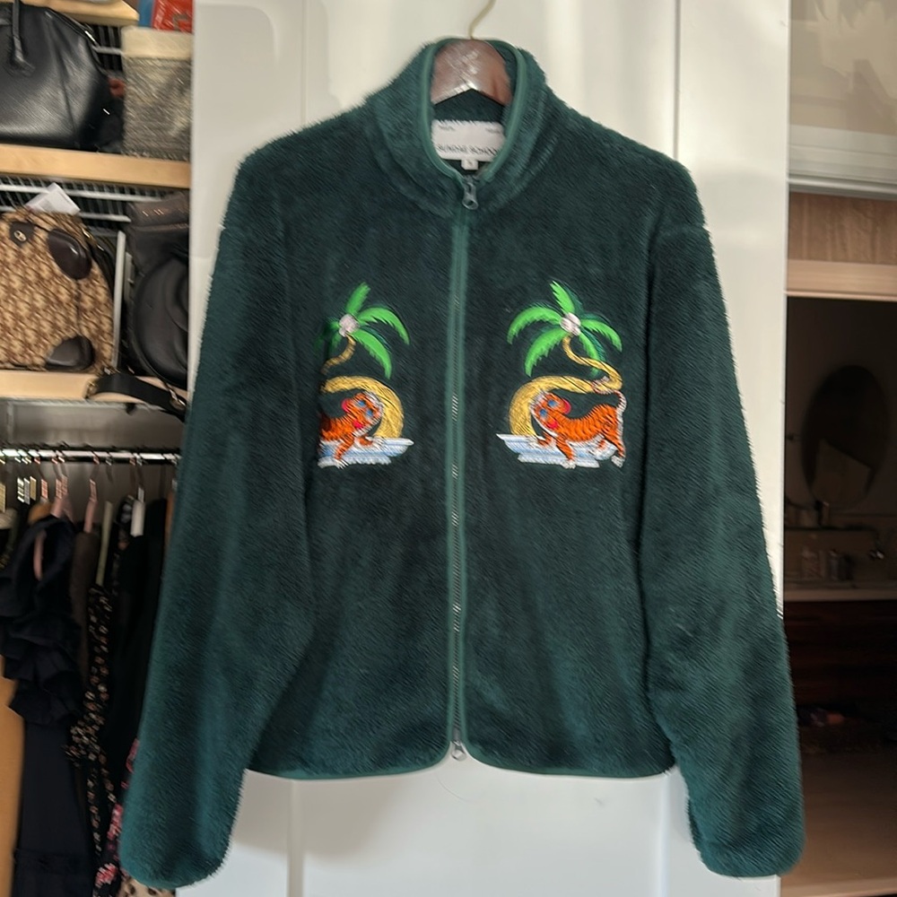 Sundae School Common Tiger Defender Fleece Jacket Mens Small Streetwear Modern